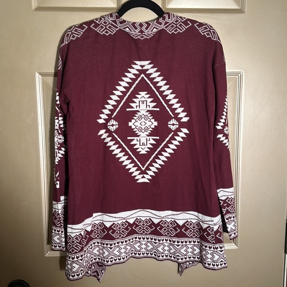 Pink Republic Women’s Open Front Aztec Cardigan Sweater Sz L - Picture 2 of 3